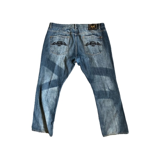 Other - Y2K Mens Inkslinger Grunge Denim Baggy Skater Jeans Embroidered Details Sz 44x33
